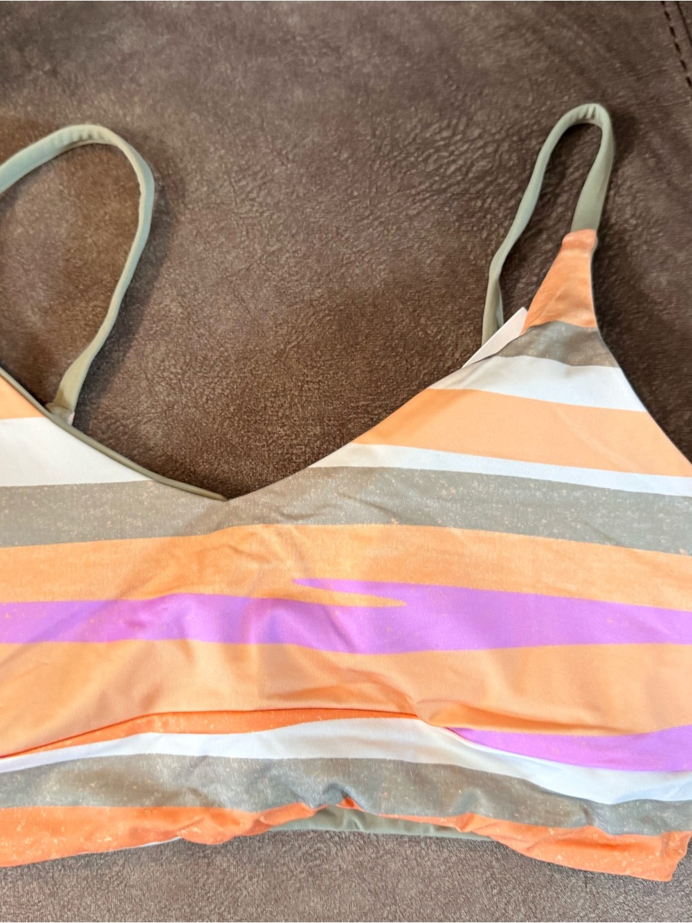 Prana Striped Bikini Top in Orange, Pink, Olive, White